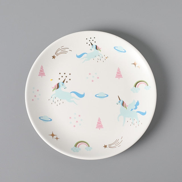 1pc Unicorn Ceramic Dinner Dishes Plates Bowl Baking Tray Porcelain Tableware Food Container Dinnerware Set Crockery - nicpigeon