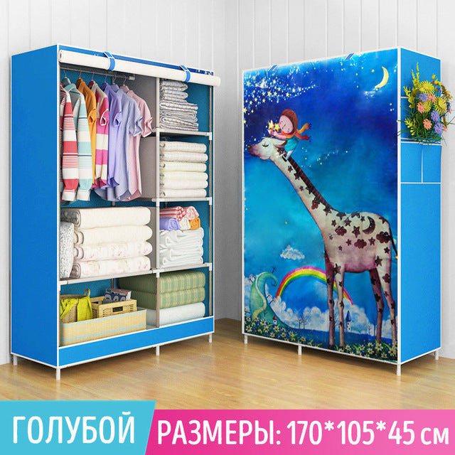 3D painting Wardrobe Non-woven Fabric Steel frame reinforcement Standing Storage Organizer Detachable Clothing Closet furniture - nicpigeon