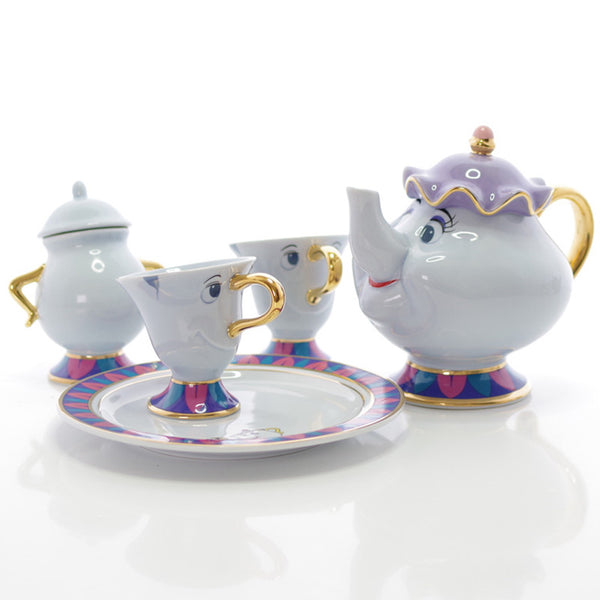 Cartoon Beauty And The Beast Tea Set Teapot Cup Mrs Potts Sugar Pot Bowl Chip Mug Plate Saucer Kettle Milk Coffee Creative Gift - nicpigeon