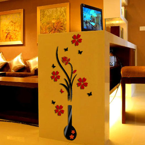 DIY Vase Flower Tree Crystal Arcylic 3D Wall - nicpigeon