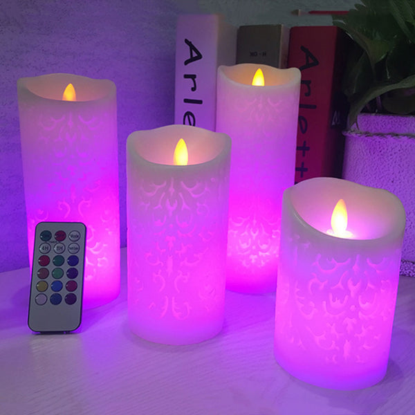 Dancing flame LED Candles with RGB Remote Control,Wax Pillar Candle for Wedding Christmas Decoration/room night light - nicpigeon