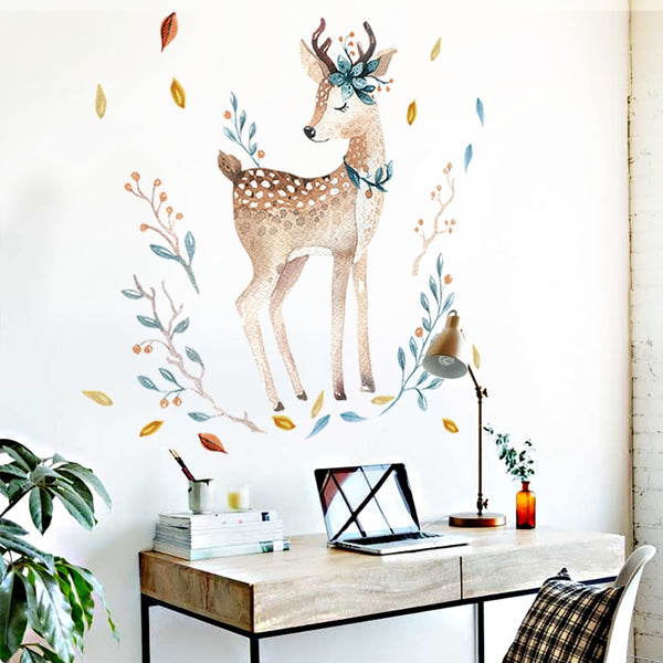 Painted fawn Wall Stickers For living room Decoration DIY Removable Wall Decal studyroom Home Decor QTM289 - nicpigeon
