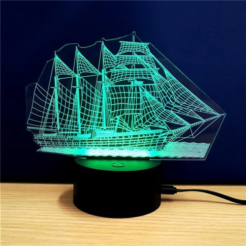 3D Colorful Sailboat Model Lamp - nicpigeon