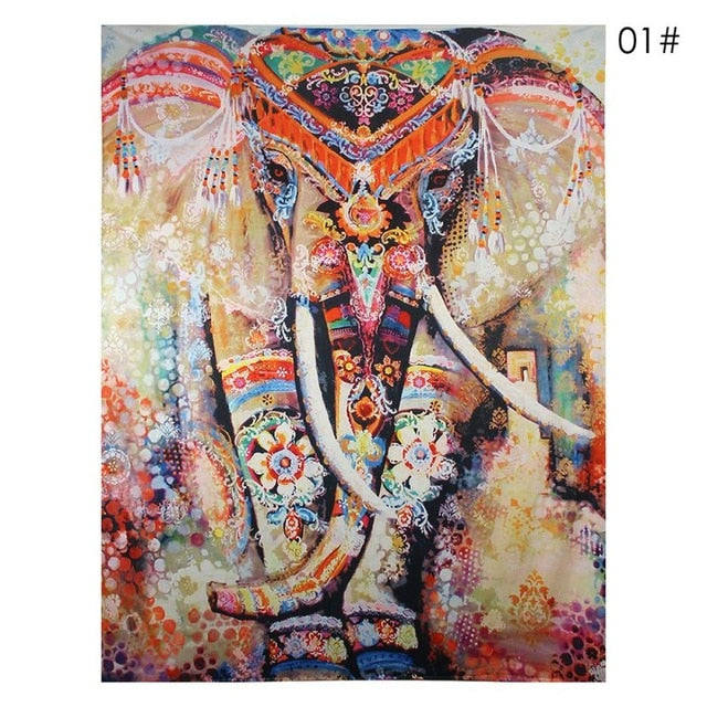 Elephant Tapestry Colored Printed Decorative Mandala Tapestry Indian 130cmx150cm 210x150cm Boho Wall Carpet - nicpigeon