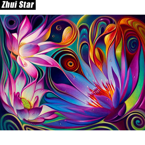 Zhui Star Full Square Diamond 5D DIY Diamond Painting "Flowers" 3D Embroidery Cross Stitch Mosaic Painting Decor BK - nicpigeon