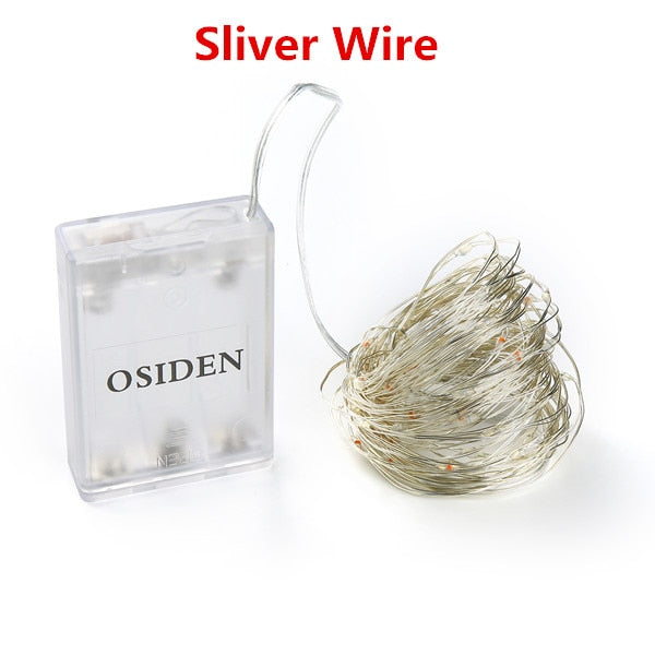 OSIDEN 2M 5M 10M 100 Led Strings Copper Wire 3XAA Battery Operated Christmas Wedding Party Decoration LED String Fairy Lights - nicpigeon