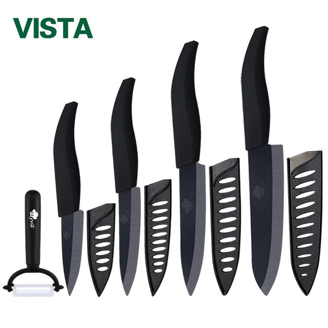 Knives set Ceramic Knife set 3 4 5 6 inch Zirconia Ceramic Black and white Blade Cooking Paring Fruit Chef Knives - nicpigeon