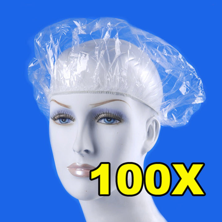 Disposable Shower Caps Hat Bathing Caps Hotel One-Off Elastic Shower Cap Clear Hair Salon Bathroom Products Bath Caps - nicpigeon