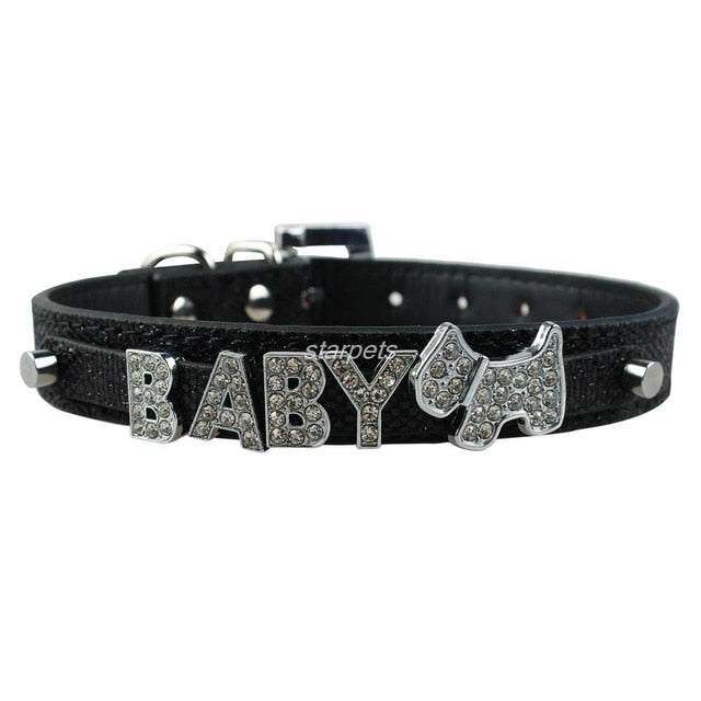 Bling Personalized Pet Dog Collar Rhinestone Customized Free Name Diamond Bucklet XS S M L - nicpigeon