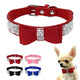 Soft Seude Leather Puppy Dog Collar Bling Rhinestone Bowknot Kitten Cat Collars For Small Medium Dogs Cats Chihuahua Pink XXS-M - nicpigeon