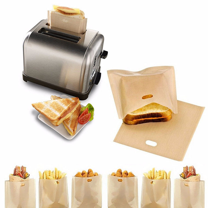 2pcs Toaster Bags for Grilled Cheese Sandwiches Made Easy Reusable Non-stick Baked Toast Bread Bags - nicpigeon