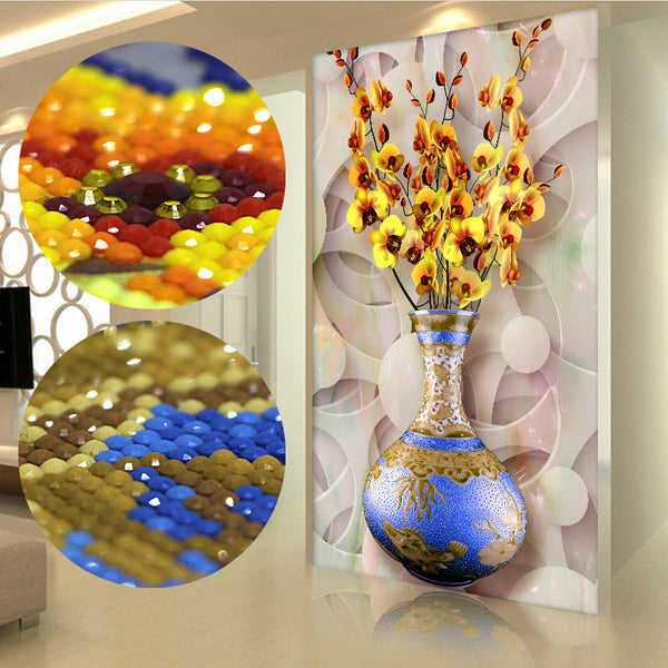 special shaped diamond embroidery diy 5d diamond painting orchid vase for wedding decoration european wall stickers bead - nicpigeon